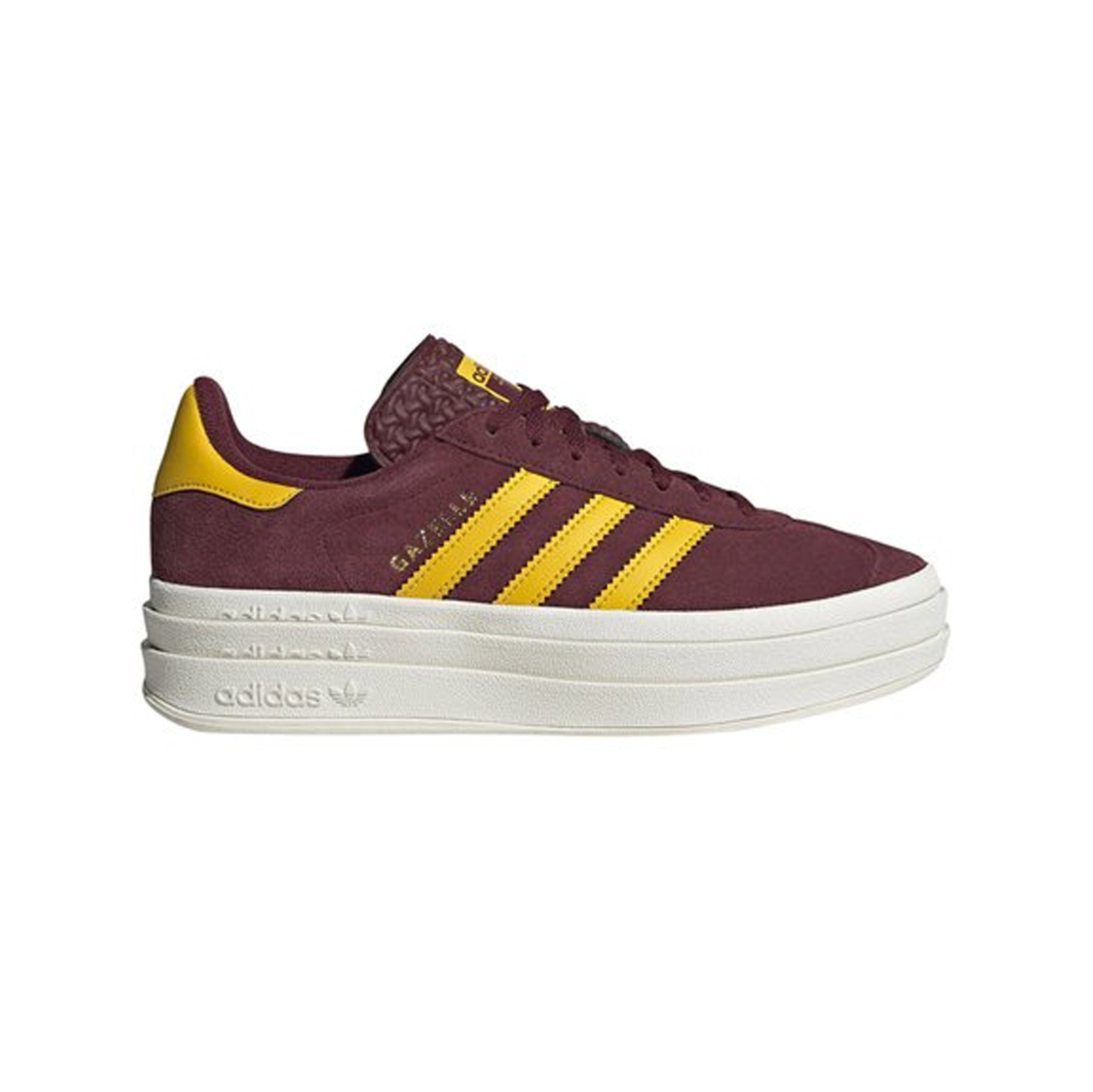 Adidas Gazelle Bold Scarpe Bordeaux con Strisce Oro Donna Platform Vintage