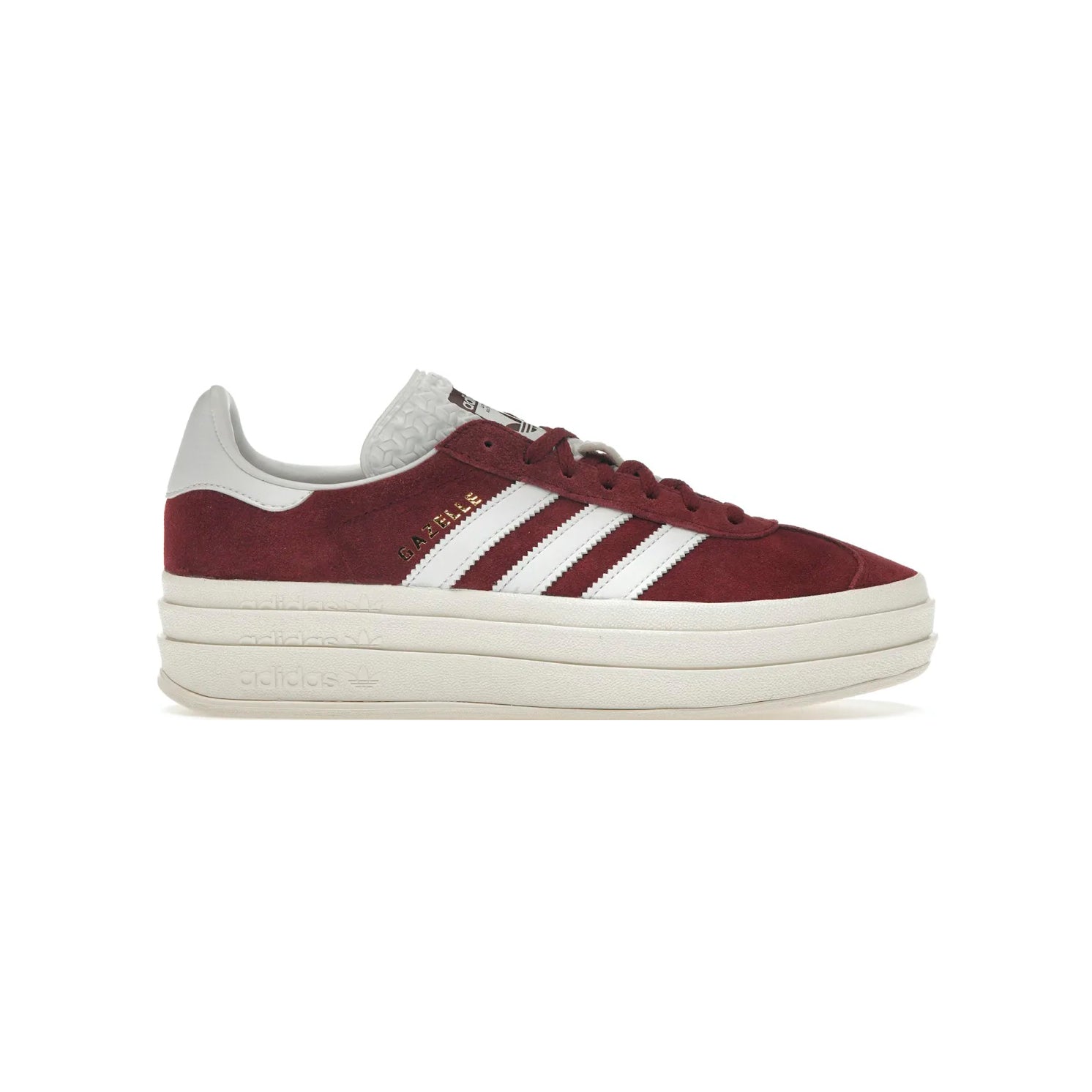 Adidas Gazelle Bold Scarpe Rosse Ombra con Strisce Bianche Donna Platform Vintage