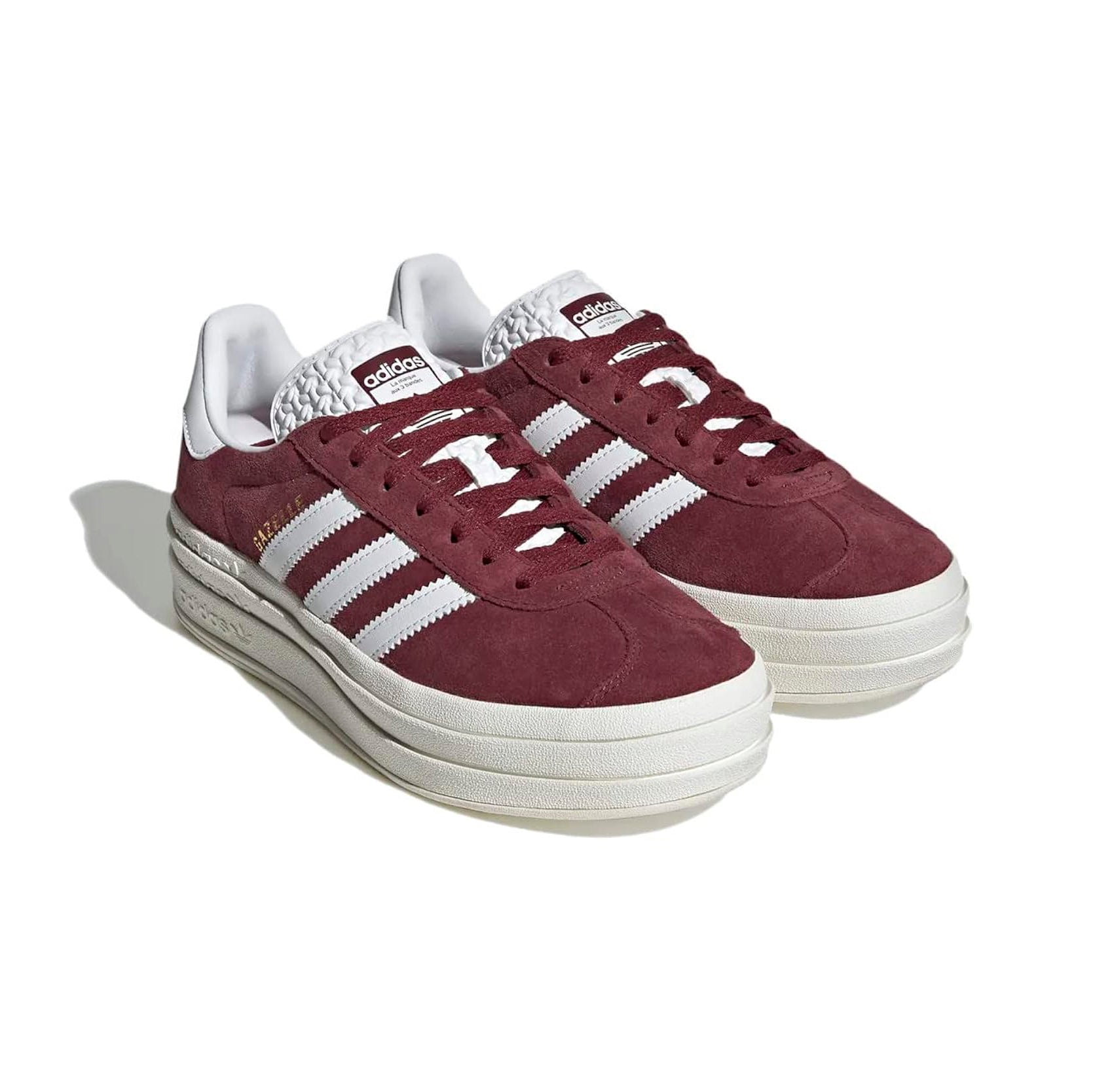 Adidas Gazelle Bold Scarpe Rosse Ombra con Strisce Bianche Donna Platform Vintage