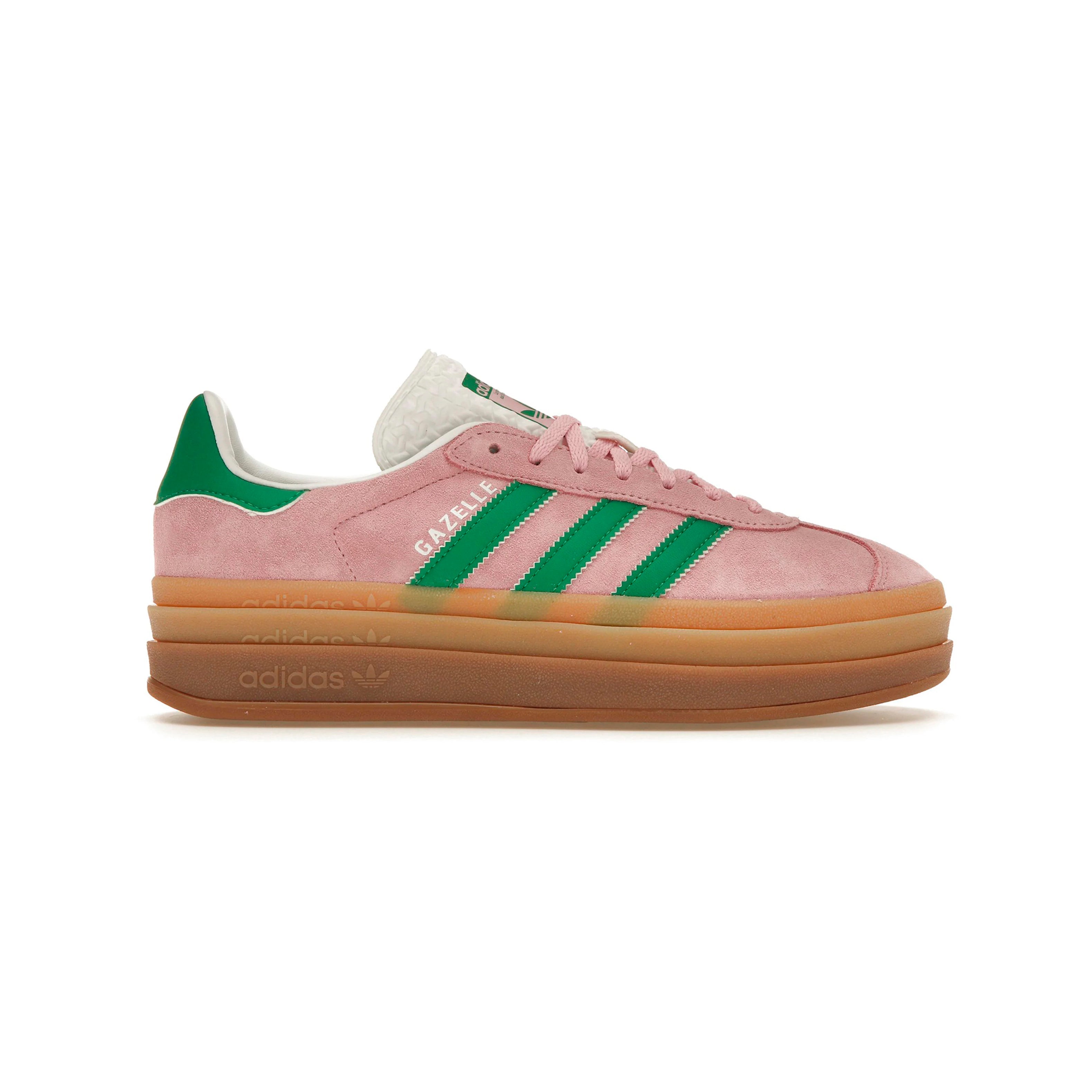 Adidas Gazelle Bold Scarpe Rosa con Strisce Verdi Donna Platform Gum