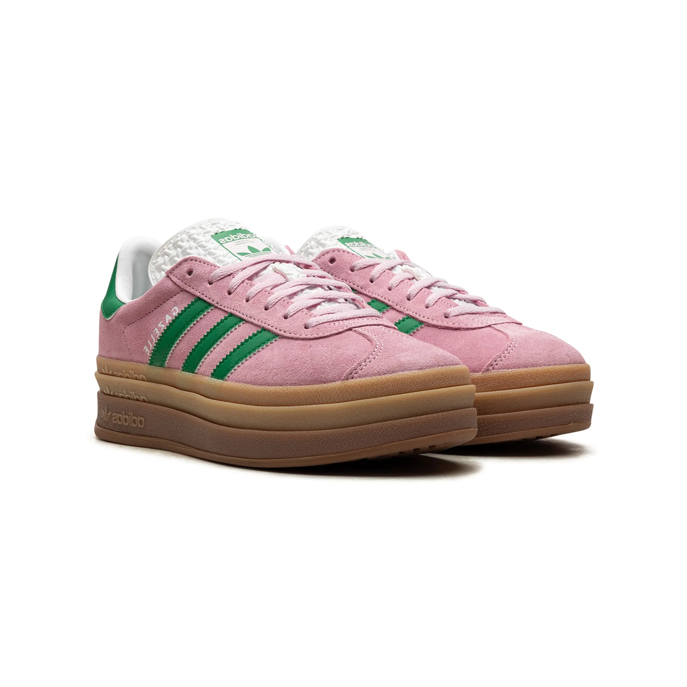 Adidas Gazelle Bold Scarpe Rosa con Strisce Verdi Donna Platform Gum