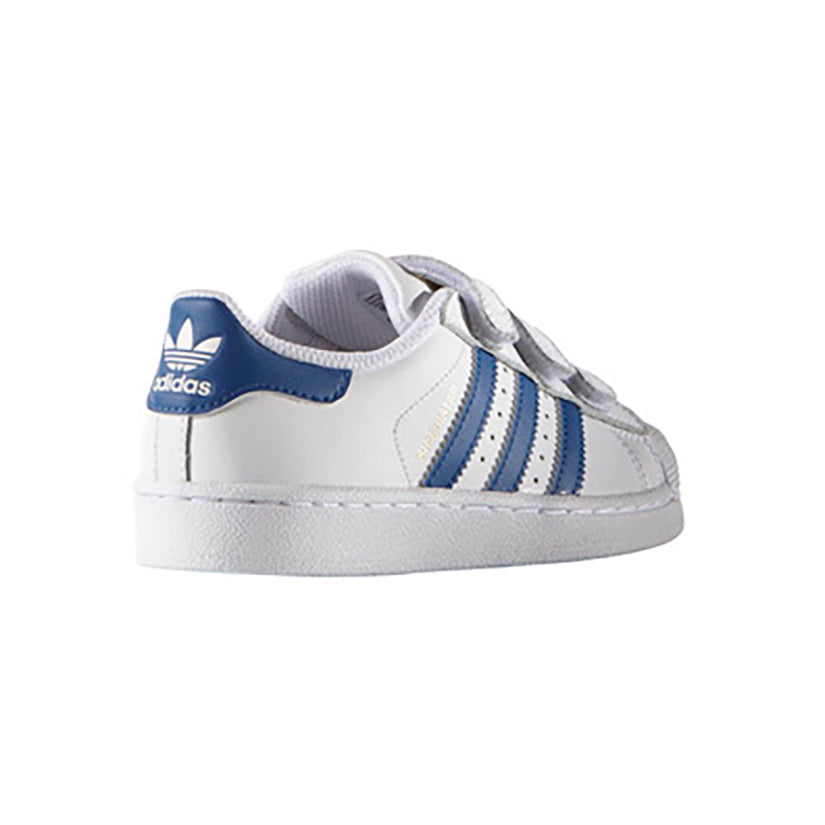 Adidas Superstar Bambini Bianche con Strisce Blu Reale Sneakers Casual