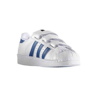 Adidas Superstar Bambini Bianche con Strisce Blu Reale Sneakers Casual