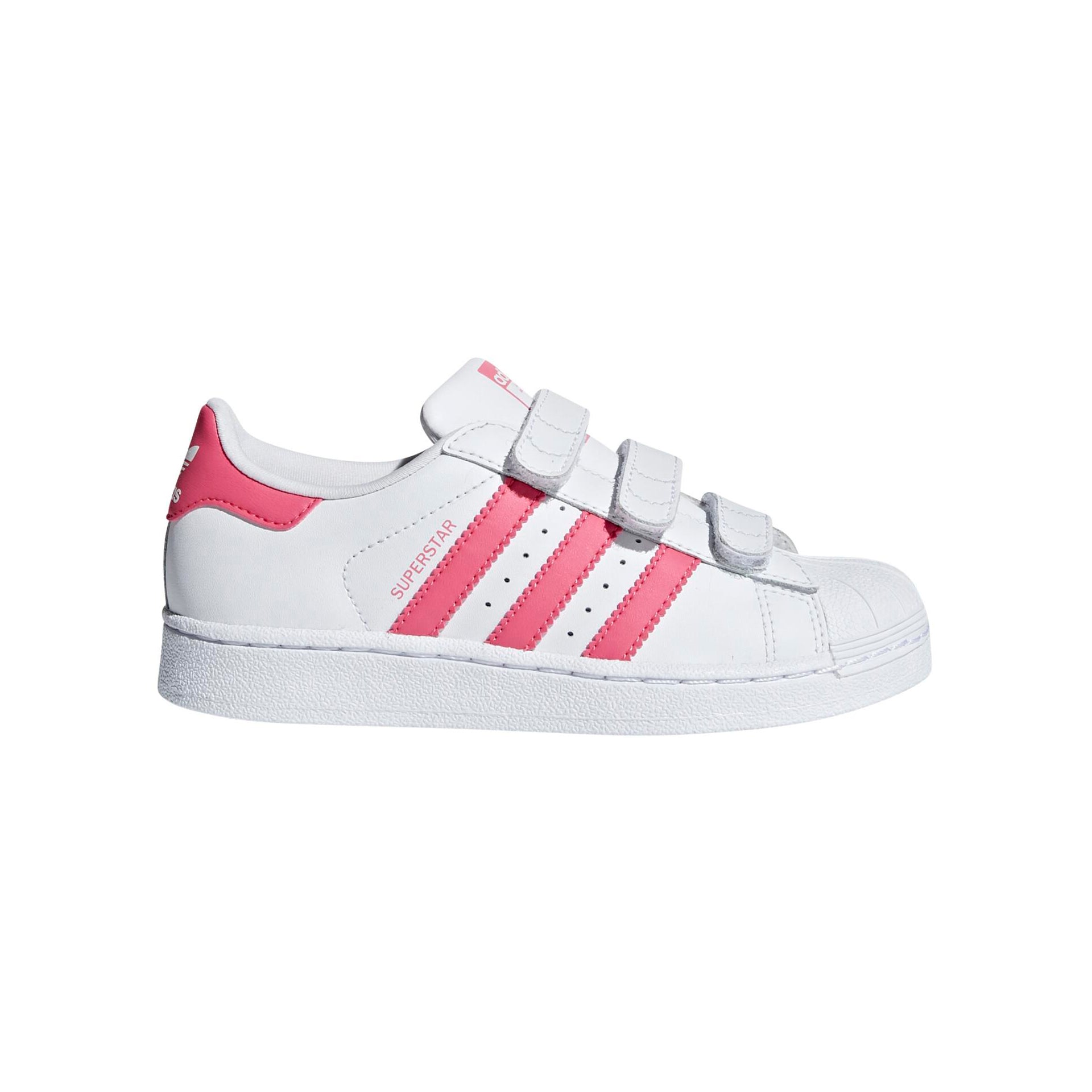 Adidas Superstar Bambini Bianche con Strisce Rosa Scarpe Casual