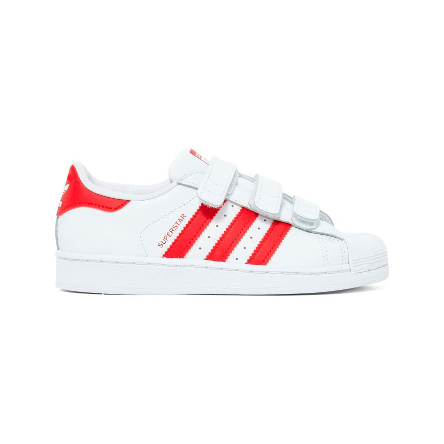 Adidas Superstar Bambini Bianche con Strisce Rosse Scarpe Casual