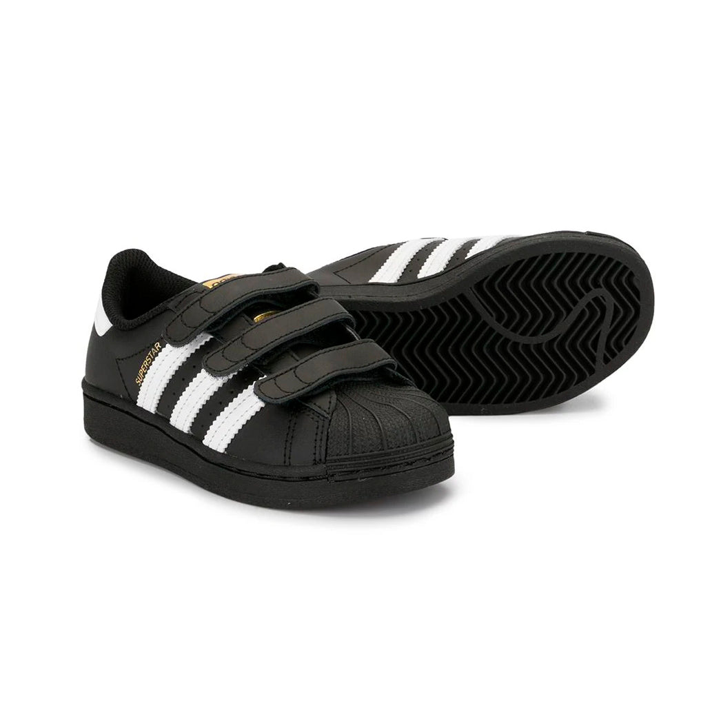 Adidas Superstar Bambini Nere con Strisce Bianche Scarpe Casual