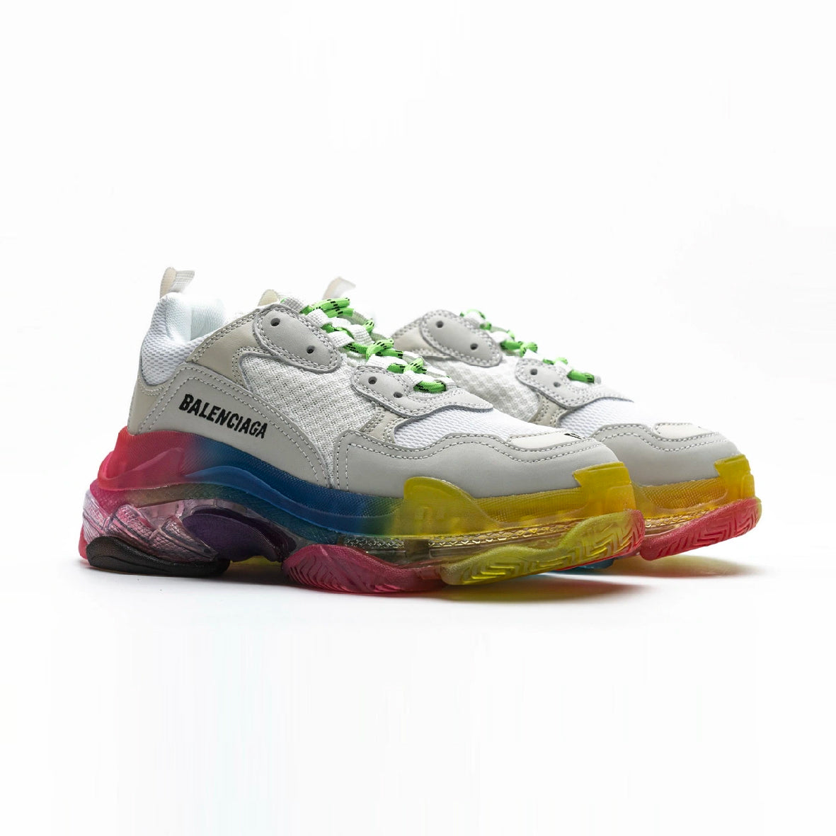 Balenciaga Triple S Sneakers Bianche con Suola Arcobaleno Unisex